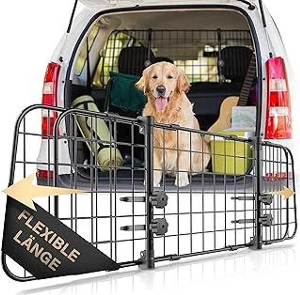 HELDENWERK Universal Kofferraum Trenngitter für Hunde - Auto Hundegitter zum Transport für deinen Hund - Schutzgitter mit Kopfstützen-Befestigun...