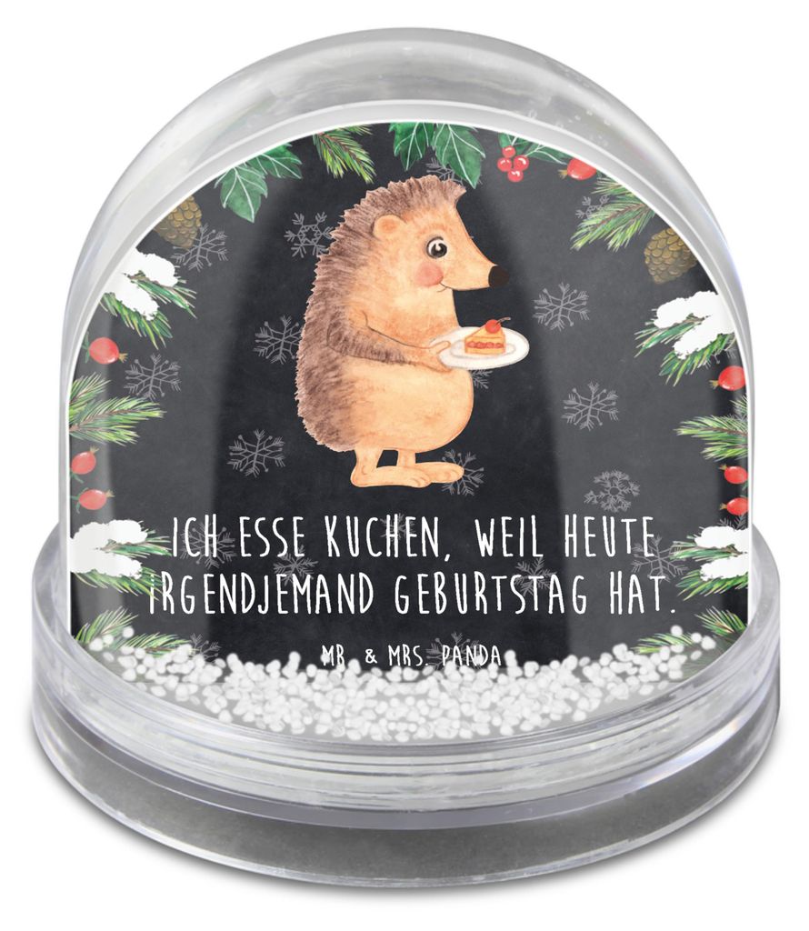 Mr. & Mrs. Panda Schüttelkugel Igel Kuchenstück - Kreidetafel - Geschenk, Essen Spruch, Schneekugel Weihnachten, Torte, Geburtstagskuchen, Kuchen...