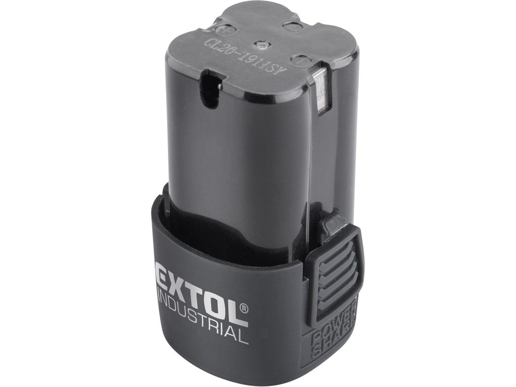 A black and gray battery pack for a power tool, shown against a white background.