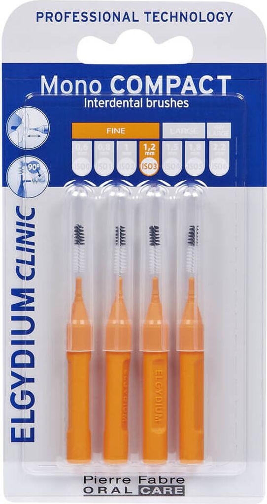 Elgydium, Clinic Mono Compact 3, Orange Interdentalzahnbrste, 4 Stck