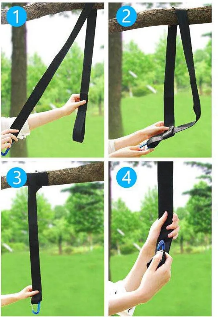 Fixation balançoire sur arbre sans percer avec 2 sangles ajustables 150 cm