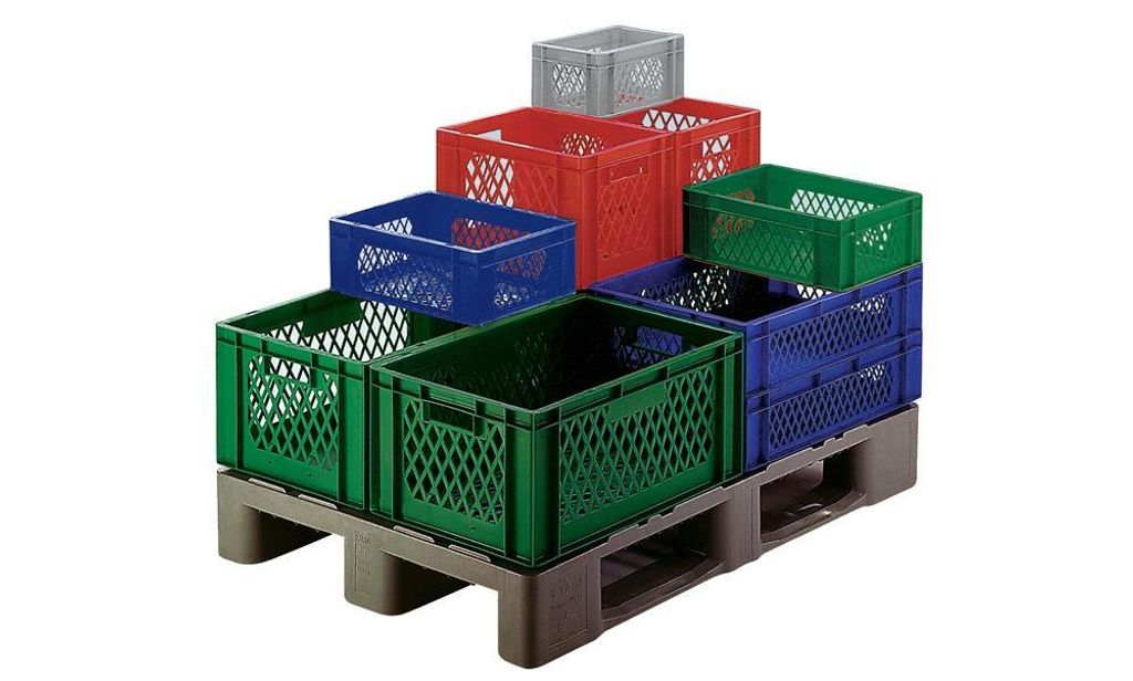 LA KA PE Transportstapelbehälter rot L600xB400xH320mm Wände / Boden - TK600/ 320-1