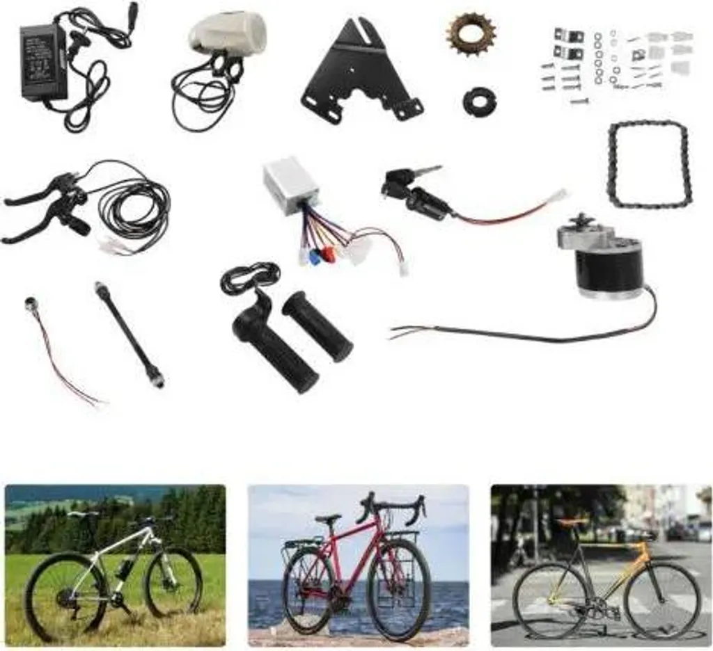 Kit Trasformazione Bici Elettrica 24V 250W Motore a Catena Nero - 6