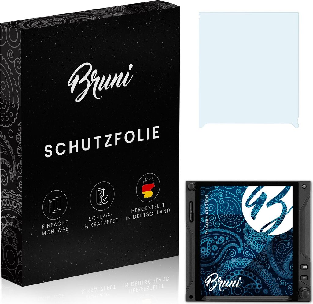 Bruni Basics-Clear 2x Schutzfolie kompatibel mit Garmin GTN 750Xi Folie