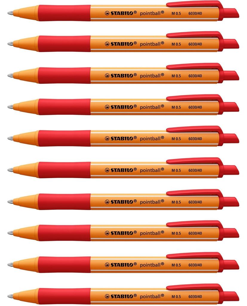 STABILO Druck-Kugelschreiber -  pointball - 10er Pack - rot Produktbild 