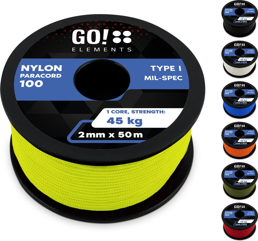 GO!elements 50m Paracord 2mm Seil aus reißfester Produktbild 