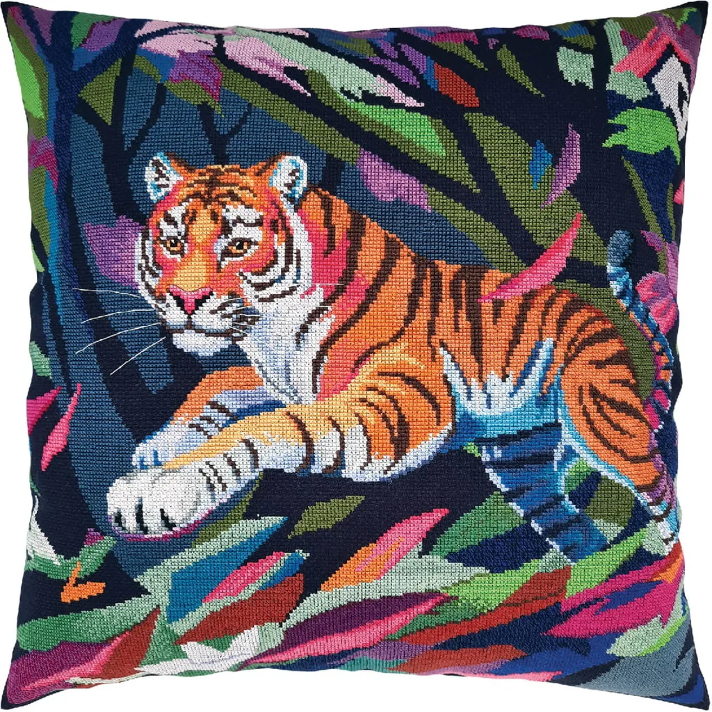 Kit Broderie Tigre du Bengale RTO avec Toile et Fils 40x40 cm DIY