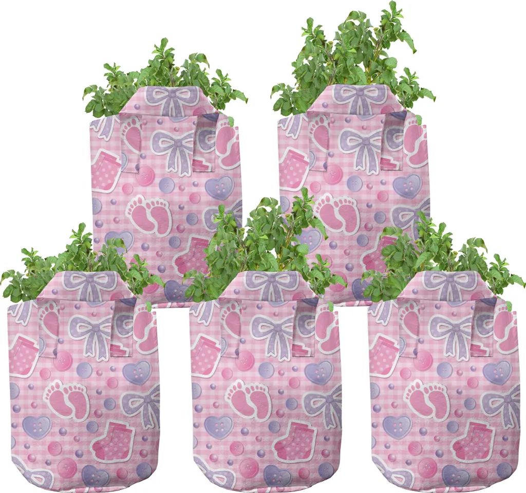 ABAKUHAUS Lot de 5 Pots de Culture 7 Gallons Rose Mauve avec Poignées