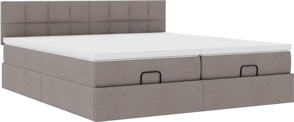 Ottoman-Bett mit Matratzen Taupe 180x200 cm Stoff