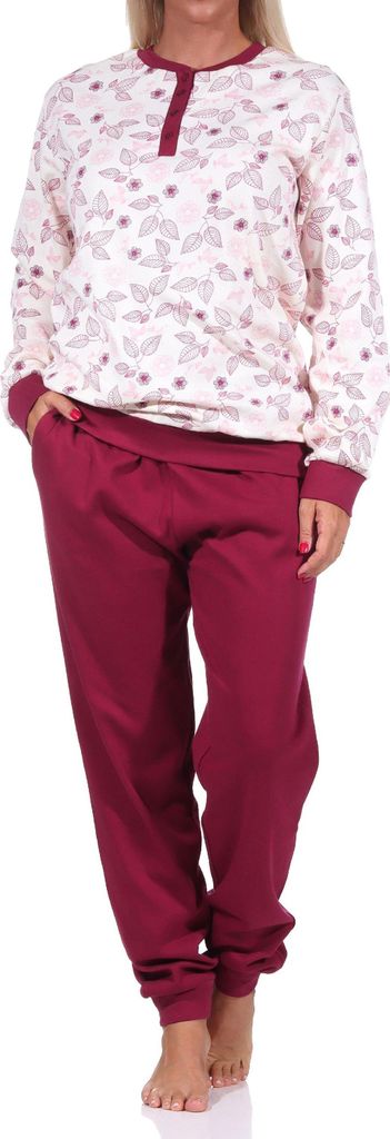 Edler Damen Interlock Pyjama lang mit Bündchen - auch in Übergrössen - 212 201 96 105 ; creme , 40