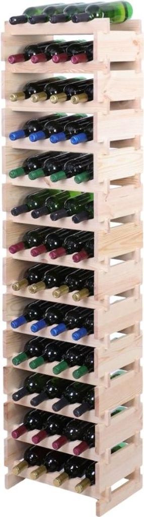 Weinregal VINOTECA FLEX PRO | HxBxT 177x46x28cm | 52 Flaschen auf 13 Ebenen | Massives Kiefernholz | Natur unbehandelt