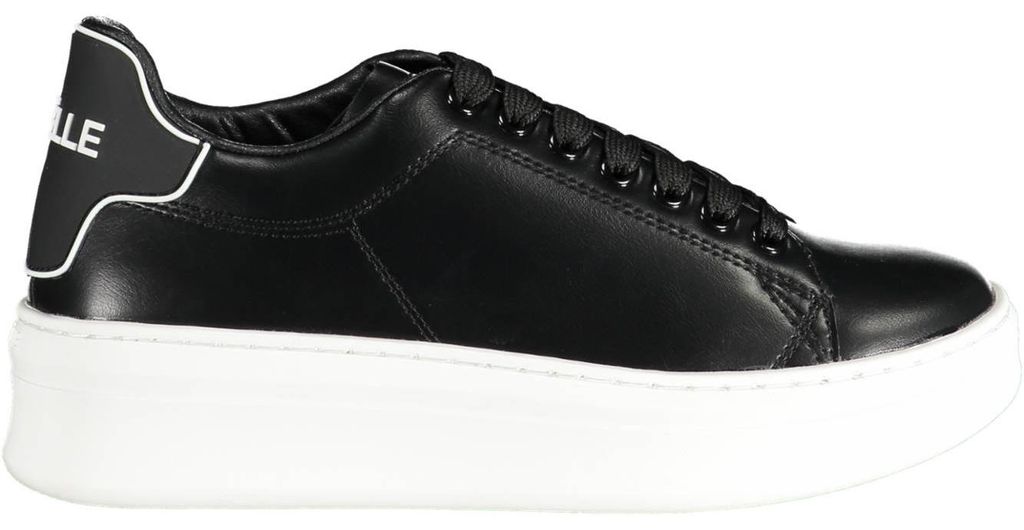 Damen-Sportschuh in Schwarz mit doppelter Schnürung und Kontrastdetails