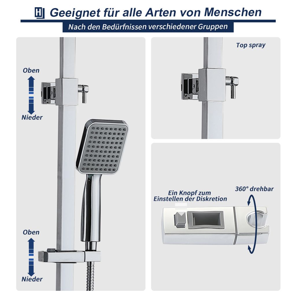 Homelody Dusche Duschsystem mit Thermostat Regendusche 2 Produktbild 4
