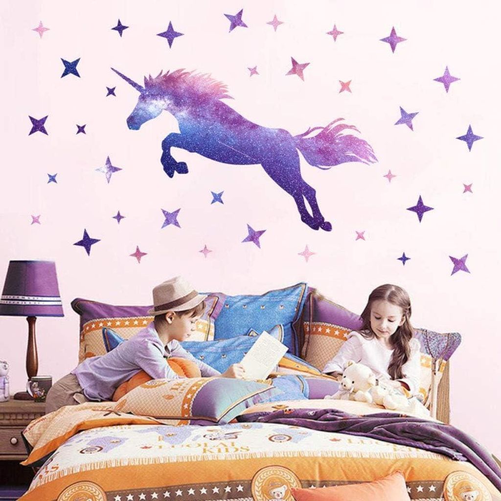 Einhorn-Wandtattoos, Einhorn-Wandtattoos für Mädchenzimmer, abnehmbare Einhorn-Wandtattoos für Kinder