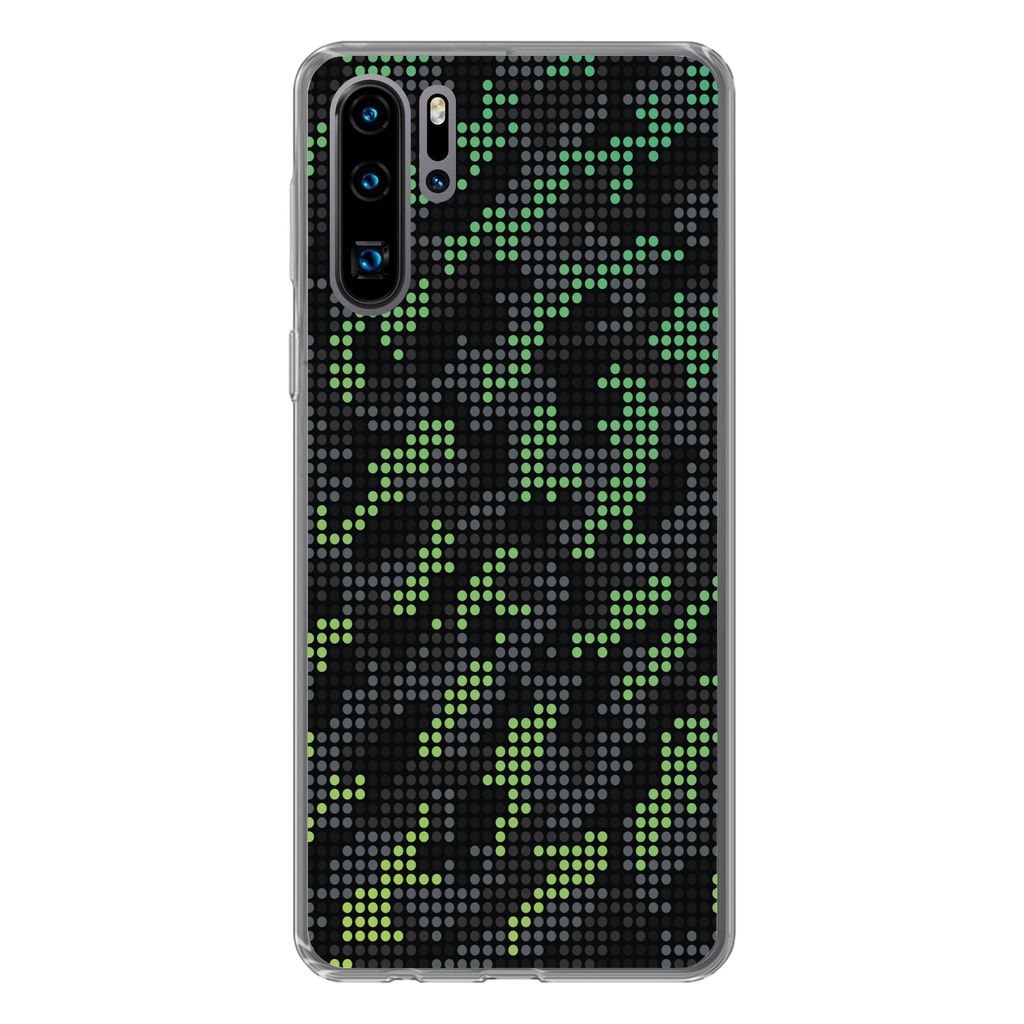MuchoWow Handyhülle Schutzhülle Hülle für Huawei P30 Pro Camouflage-Muster aus grünen und grauen Punkten Silikon Softcase Handy Hülle - Sch...