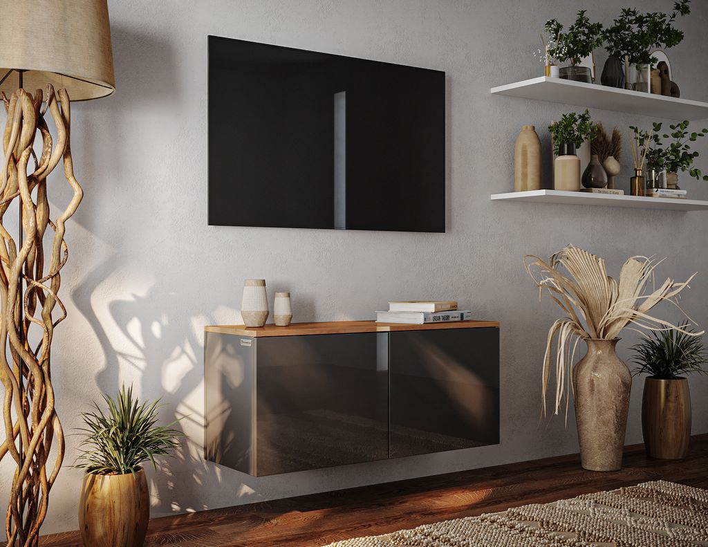 PLATAN ROOM Lowboard TV-Schrank 90 oder 180 cm Sideboard Hängend oder Stehend Hochglanz / Matt