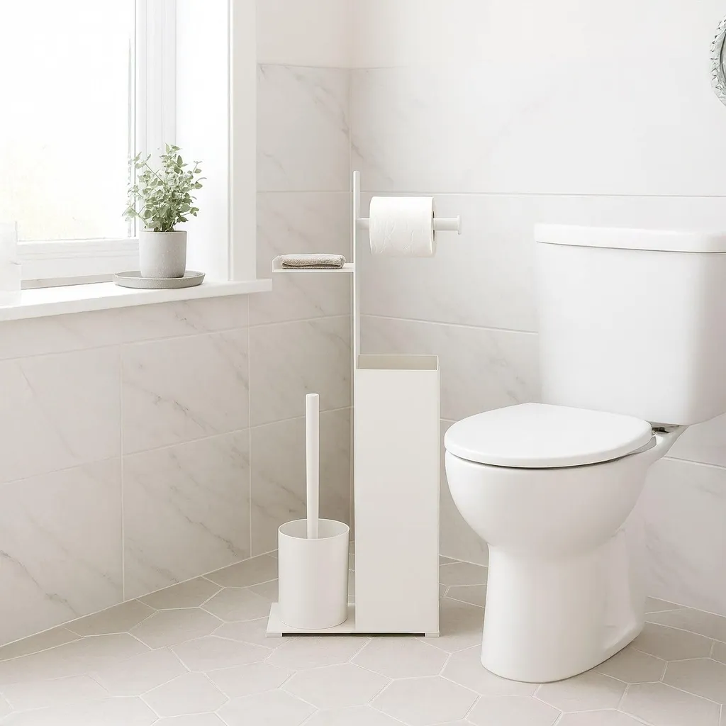 Set Bagno Moderno: Portarotolo Verticale con Scopino Integrato Nero Opaco