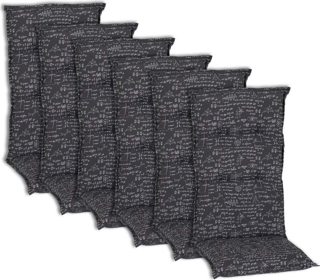 NYVI Hochlehner Auflagen Piemont 6er Set - 118x46x8 cm Formeln - Extra Starker 8cm Sitzpolster - Gartenmöbel Auflagen mit Halteband & Bindebändern
