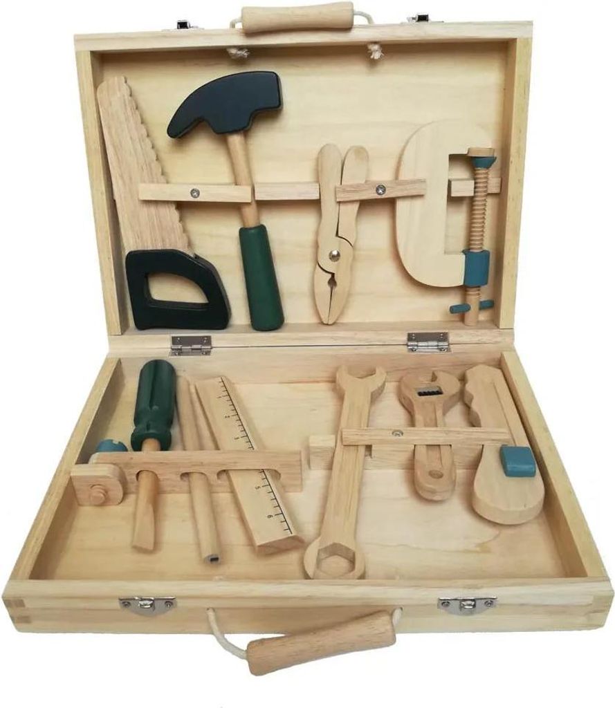Werkzeugkasten aus Holz für Kinder