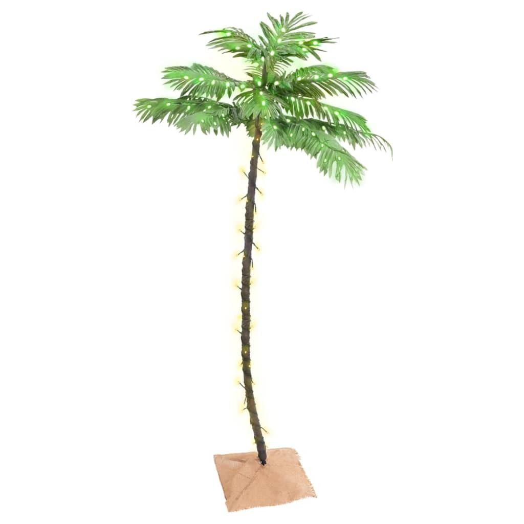 The Living Store Künstliche Palme mit 96 LEDs Warmweiß 180 cm
