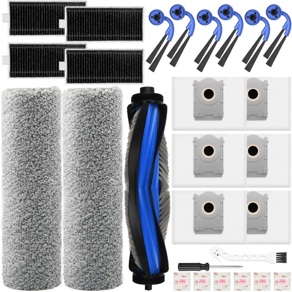 26 Stück Zubehörset für Ecovacs Deebot X9 pro Omni / X11 PRO Omni, 1 Hauptbürste 2 Mopp Reinigungswalze 6 Staubbeutel 6 Seitenbürsten 4 Filter...