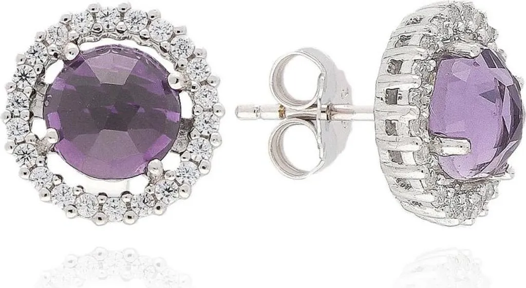Boucles d'oreilles argent massif améthyste naturelle EG000018 luxe