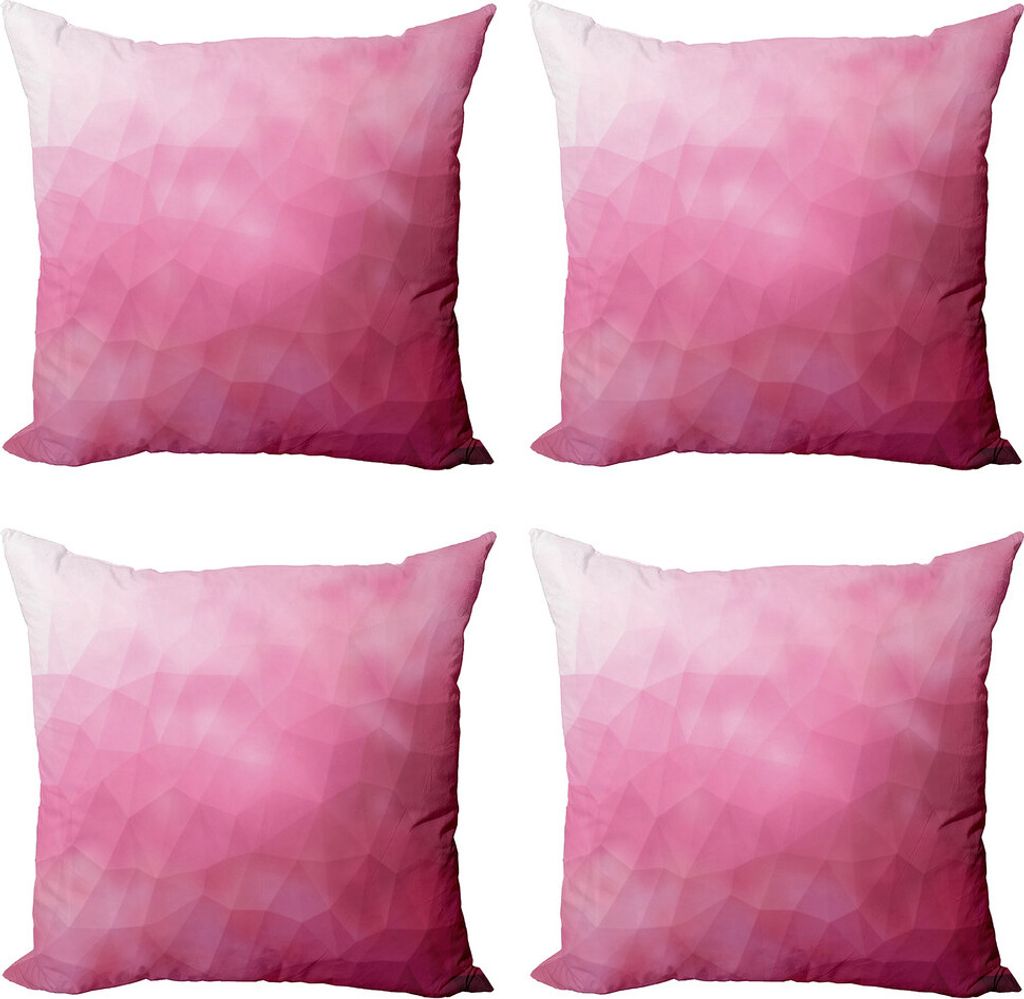 ABAKUHAUS Modern Kissenbezug Set (4 Stück), Shades Fragmente Gradient, Moderner Doppelseitiger Digitaldruck, 45 cm x 45 cm, Magenta Fuchsia