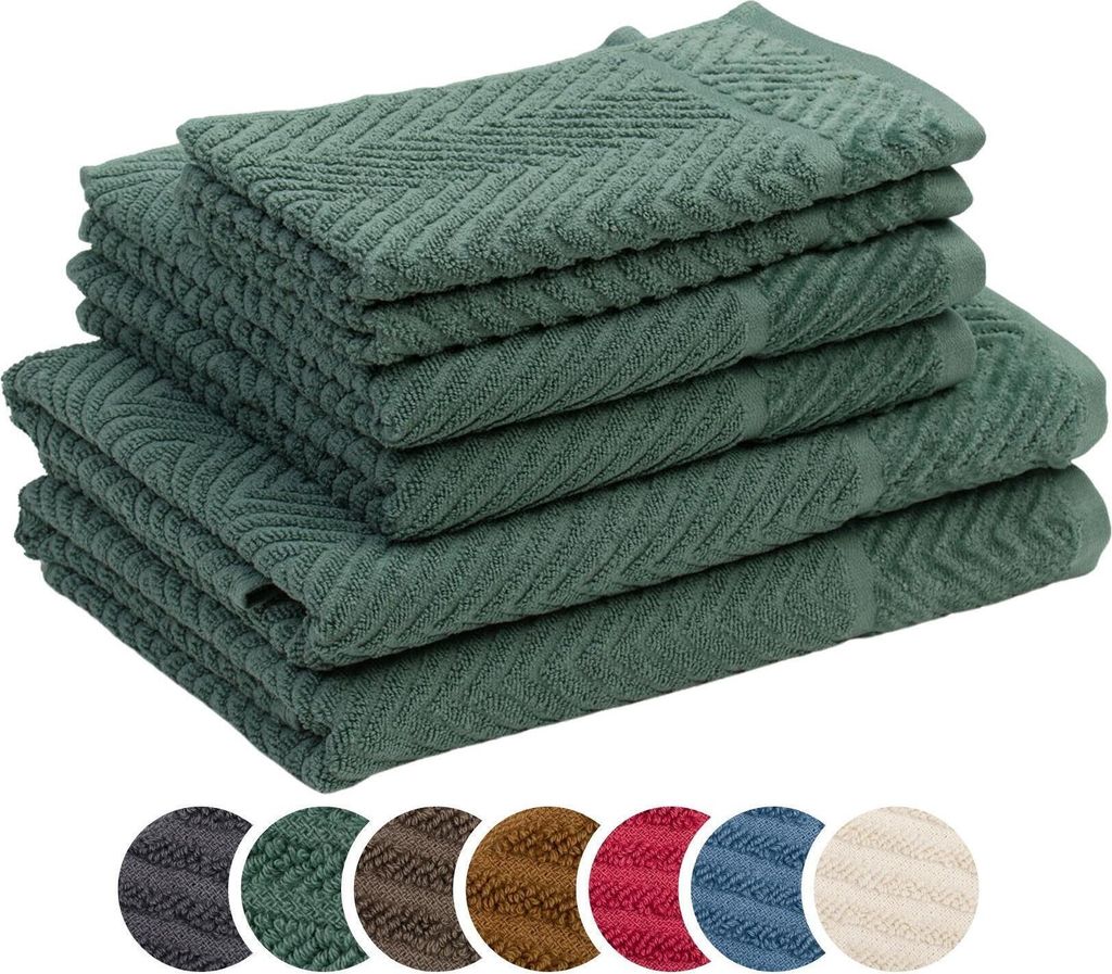 sleepling liebling Frottier Set Fischgrät, je 2 x Handtücher 50 x 100 cm, Duschtücher 70 x 140 cm, Gästetücher 30 x 50 cm, saugstark, jade