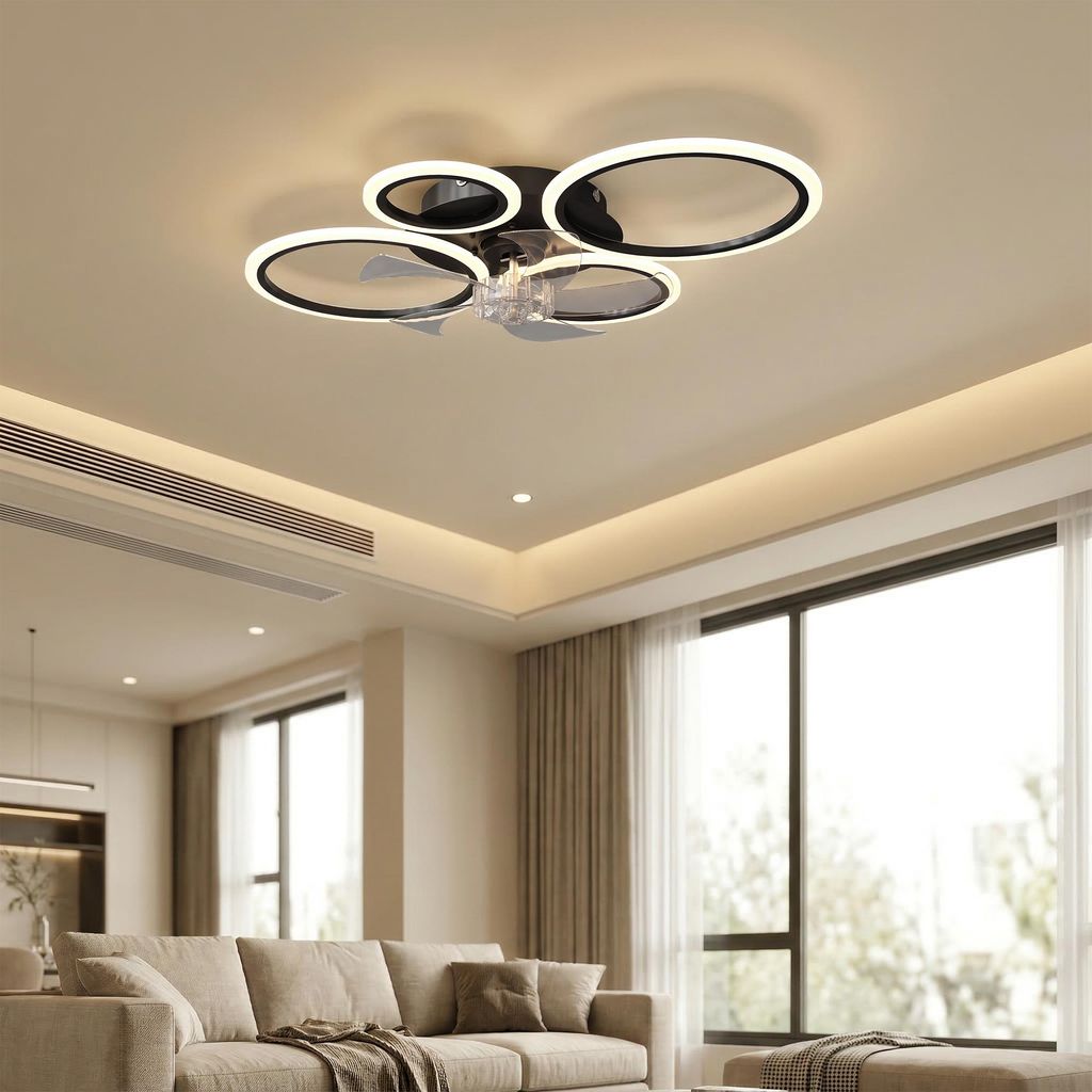 HOMCOM LED Deckenleuchte mit Ventilator, Leise DC Motor, 6 Produktbild 