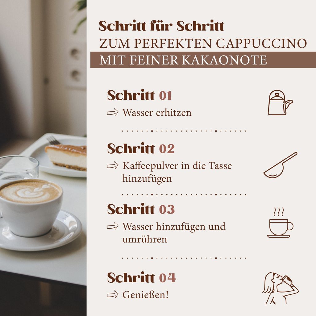 HEARTS Cappuccino mit feiner Kakaonote 1kg Instantkaffee Produktbild 6