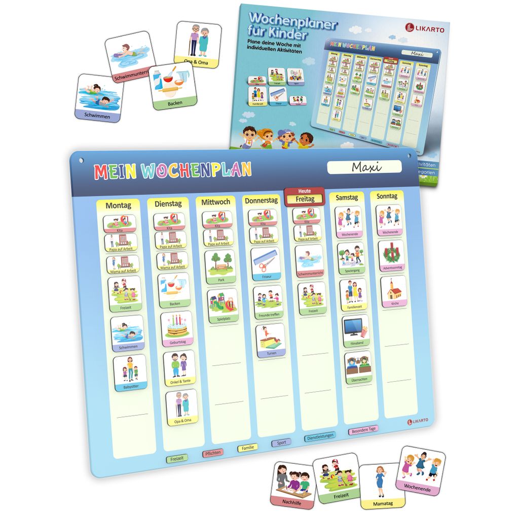 LIKARTO Wochenplaner für Kinder - Montessori Magnettafel Produktbild 