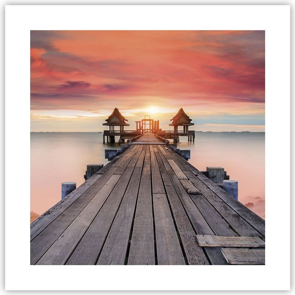 Poster - Poster ohne Rahmen - Brücke Holz Spaziergang - 40x40 cm - Wand Bild - Wanddeko - Wandbilder - Kunstposter - Wandposter - Bilder - Kunstdr...