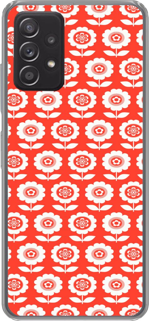 MuchoWow Handyhülle Schutzhülle Hülle für Telefoonhoesje Samsung Galaxy A53 5G Blumen - Muster - Rot Silikon Softcase Handy Hülle - Hardcover