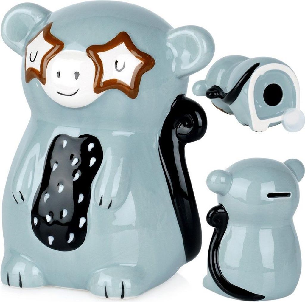 Monkey Piggy Bank öffnet sich, um Geld für Geldmünzen zu sammeln