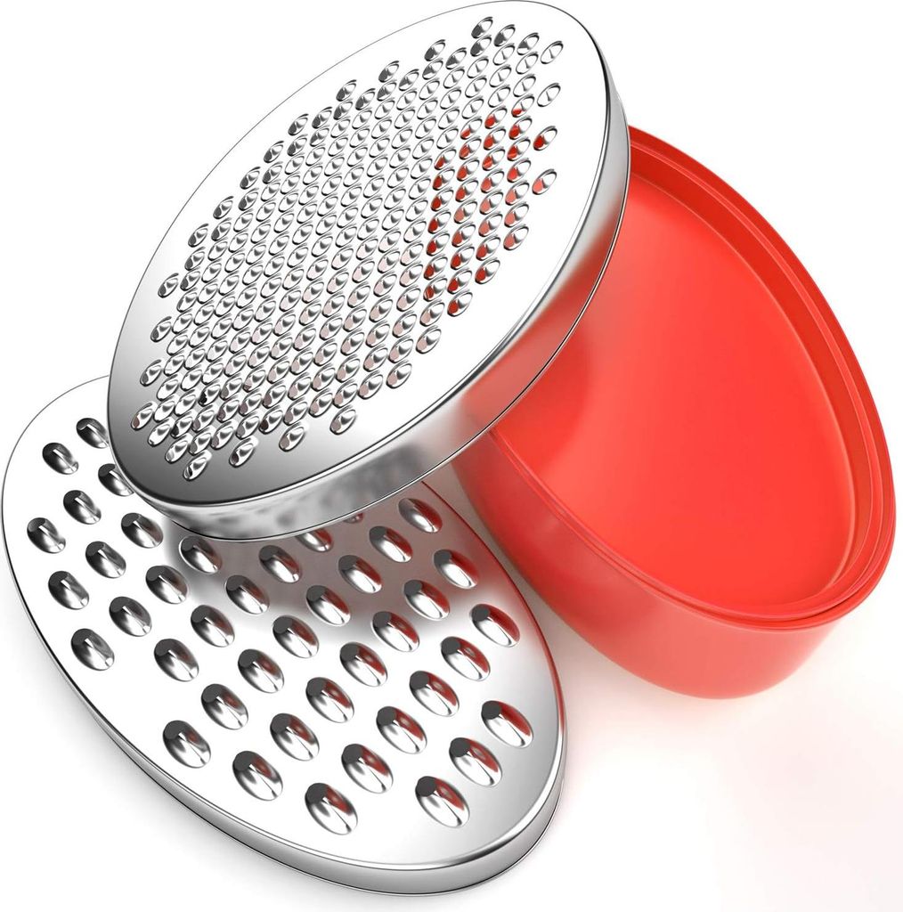 BPA-freie Käsereibe mit Frischhaltebehälter und Deckel, geeignet für Käse, Gemüse und Schokolade, 17,5 x 12,5 x 7 cm (rot)
