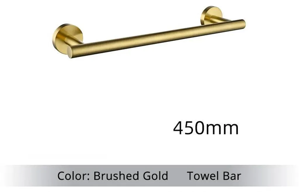Porte-serviette en métal brossé 45cm avec fixation murale robuste BG