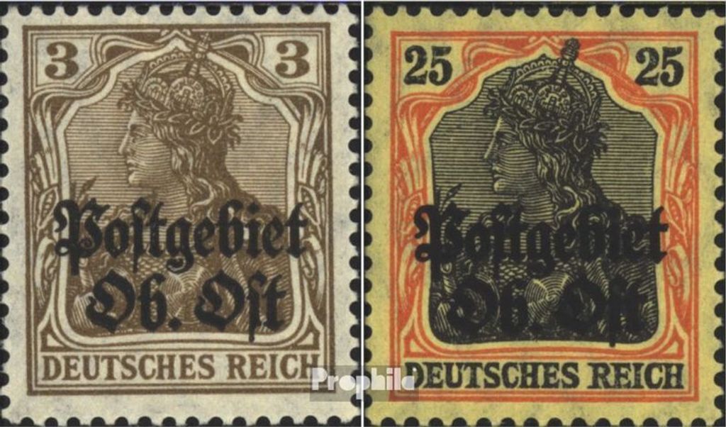 Briefmarken Postgebiet Oberbefehl Ost 1916 Mi 2,9 mit Falz Germania