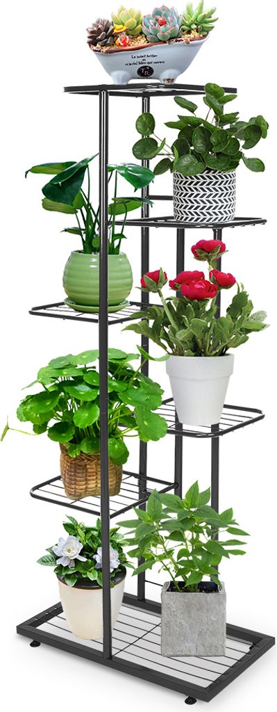 6 Tier Blume Pflanze Töpfe Stand Pflanzer Display Regal für Indoor Outdoor Garten DekorationDark Gray