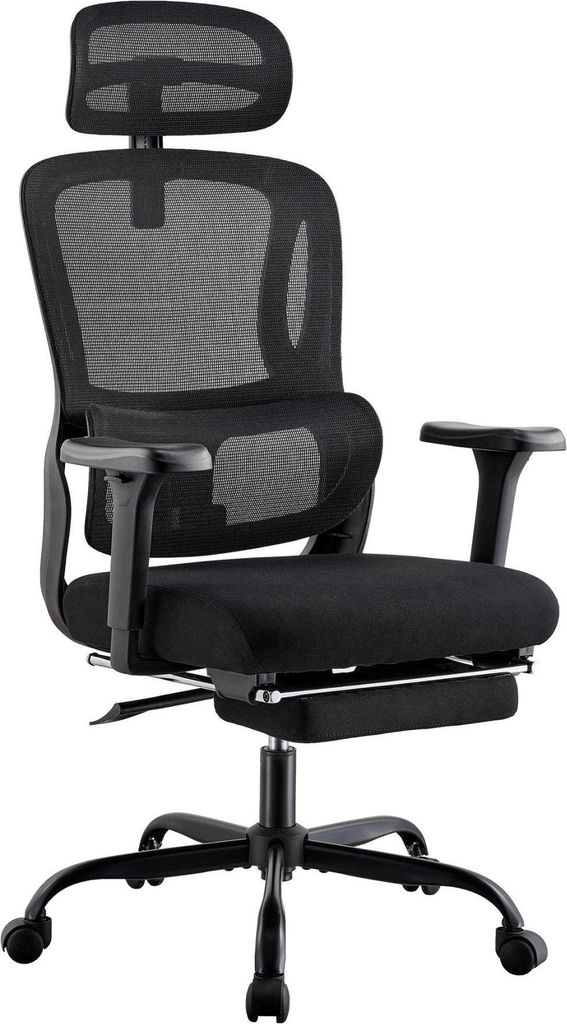 Ergonomischer Bürostuhl – Bürostuhl – verstellbare Kopfstütze und Lordosenstütze – rückenfreundlich