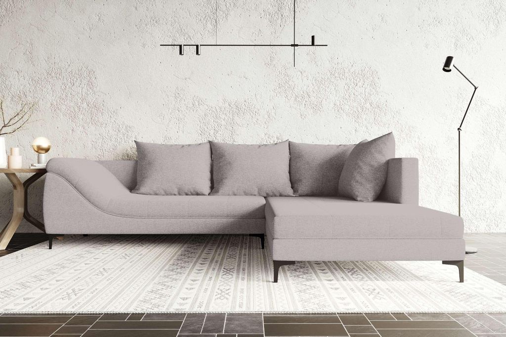 99rooms Loni Ecksofa Webstoff MALMO_NEW Hellgrau Rechts
