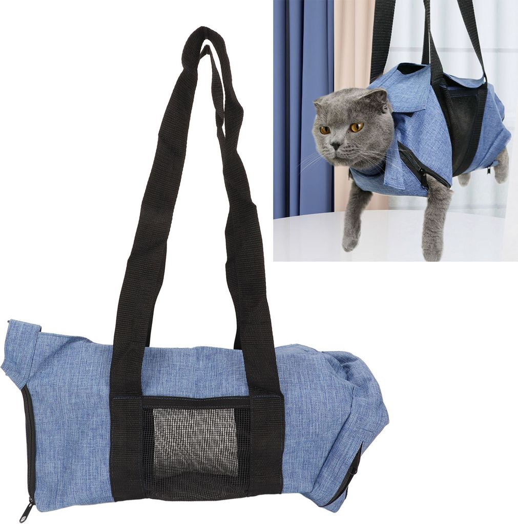 Cat Grooming Carry Bag Adjustable Neck Circumference Breathable Foldable Portable Pet Bathing Bag for Nail Trimming