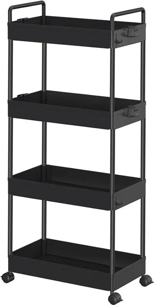 Caisson de rangement noir à 4 compartiments avec support lave-linge
