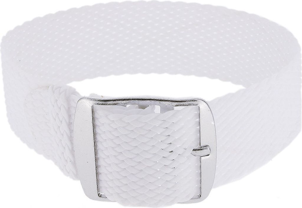 Uhrenarmband Perlon Durchzugsband Textilband 28691, Farbe:weiss, Stegbreite:22mm, Schließe:Silbern