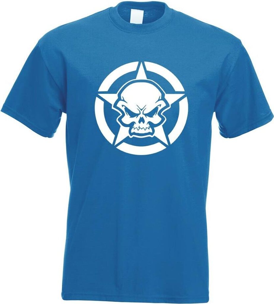 Kiwistar - T-Shirt - royal - Army Skull Schädel Totenkopf Motiv Bedruckt Funshirt Design Print - mit Motiv Bedruckt - Funshirt Design - Sport - Fr...