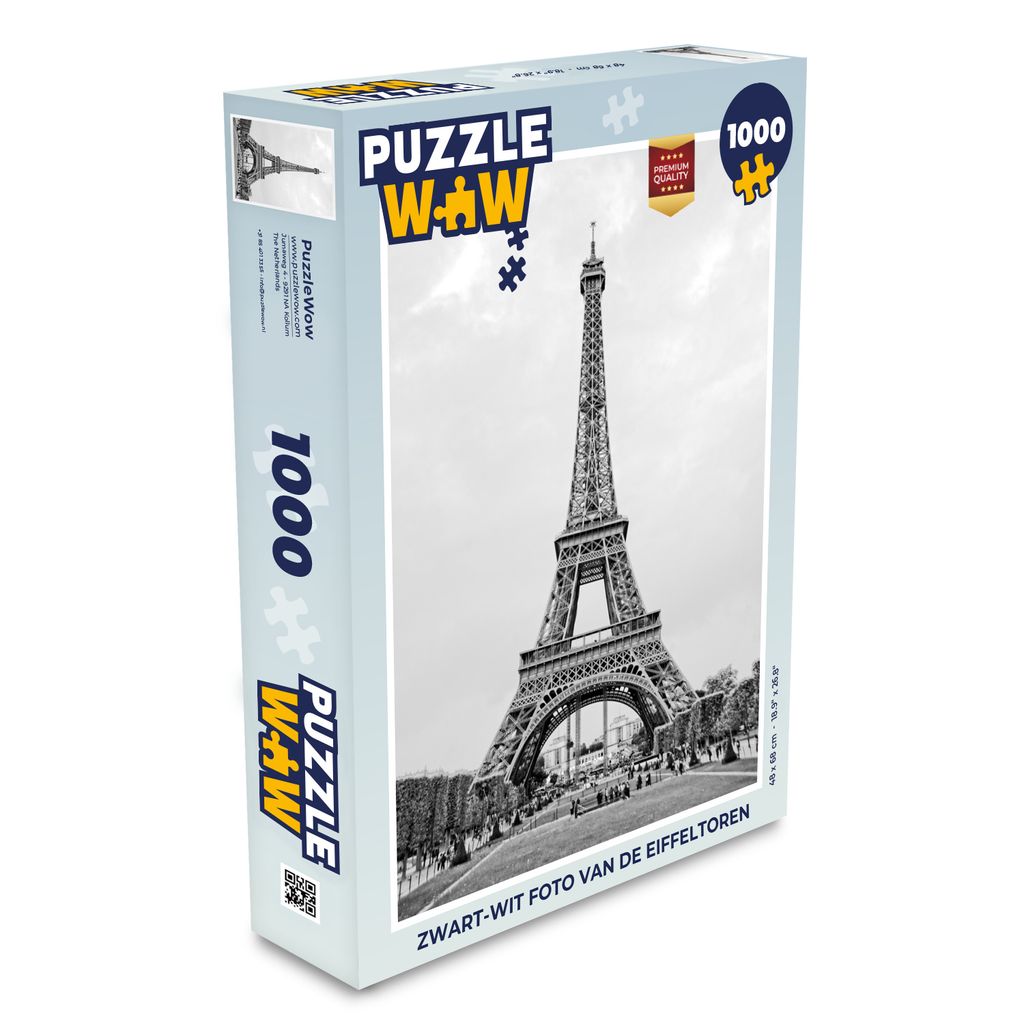 MuchoWow Puzzle 1000 Teile Schwarz-Weiß-Foto des Eiffelturms - Spielzeug - Alt und Jung - Spiele - Puzzeln