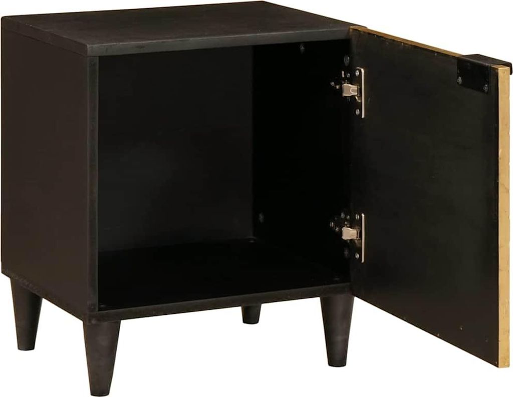 vidaXL Nachttisch Schwarz und Gold 40 x 33,5 x 46 cm Massivholz Akazie