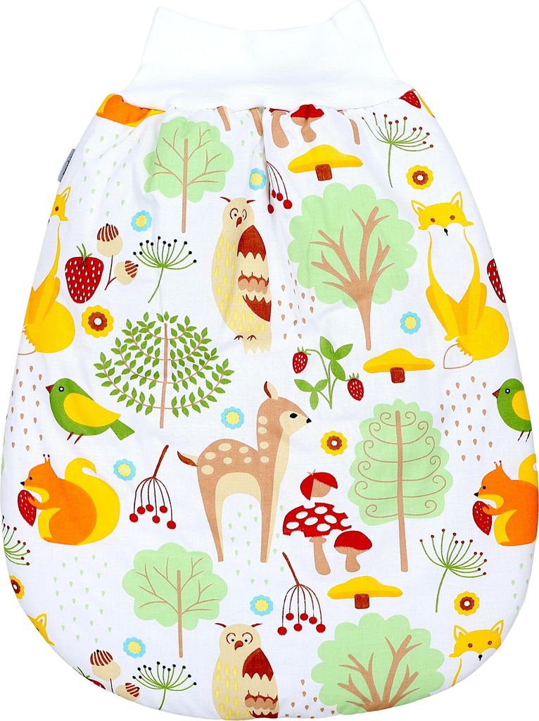 TupTam Baby Strampelsack Schlafsack mit breitem Bund Winterschlafsack für Mädchen Jungen Babyschlafsack, Farbe: Grüner Wald Reh Eule Eichhörnch...