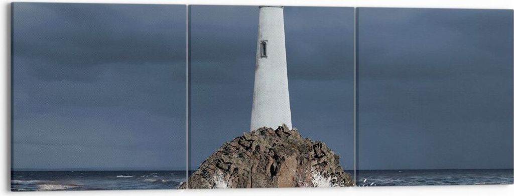 Bild auf Leinwand - Leinwandbild - Leuchtturm Meer - 150x50cm - Wand Bild - Wanddeko - Wandbilder - Leinwanddruck - Bilder - Kunstdruck - Wanddekor...
