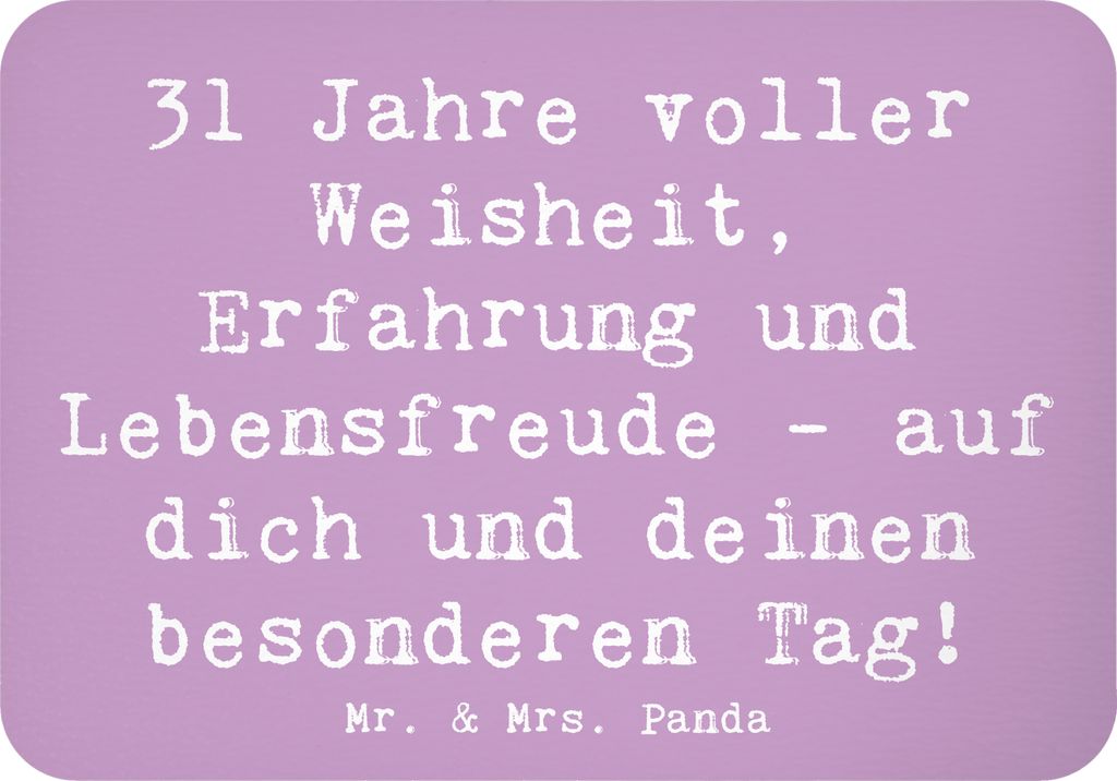 Mr. & Mrs. Panda magnet Spruch 31. Geburtstag Weisheit - Lavendeltraum - Geschenk, haftmagnet, Kühlschrankmagnet, handgefertigte Geschenke, Lebens...