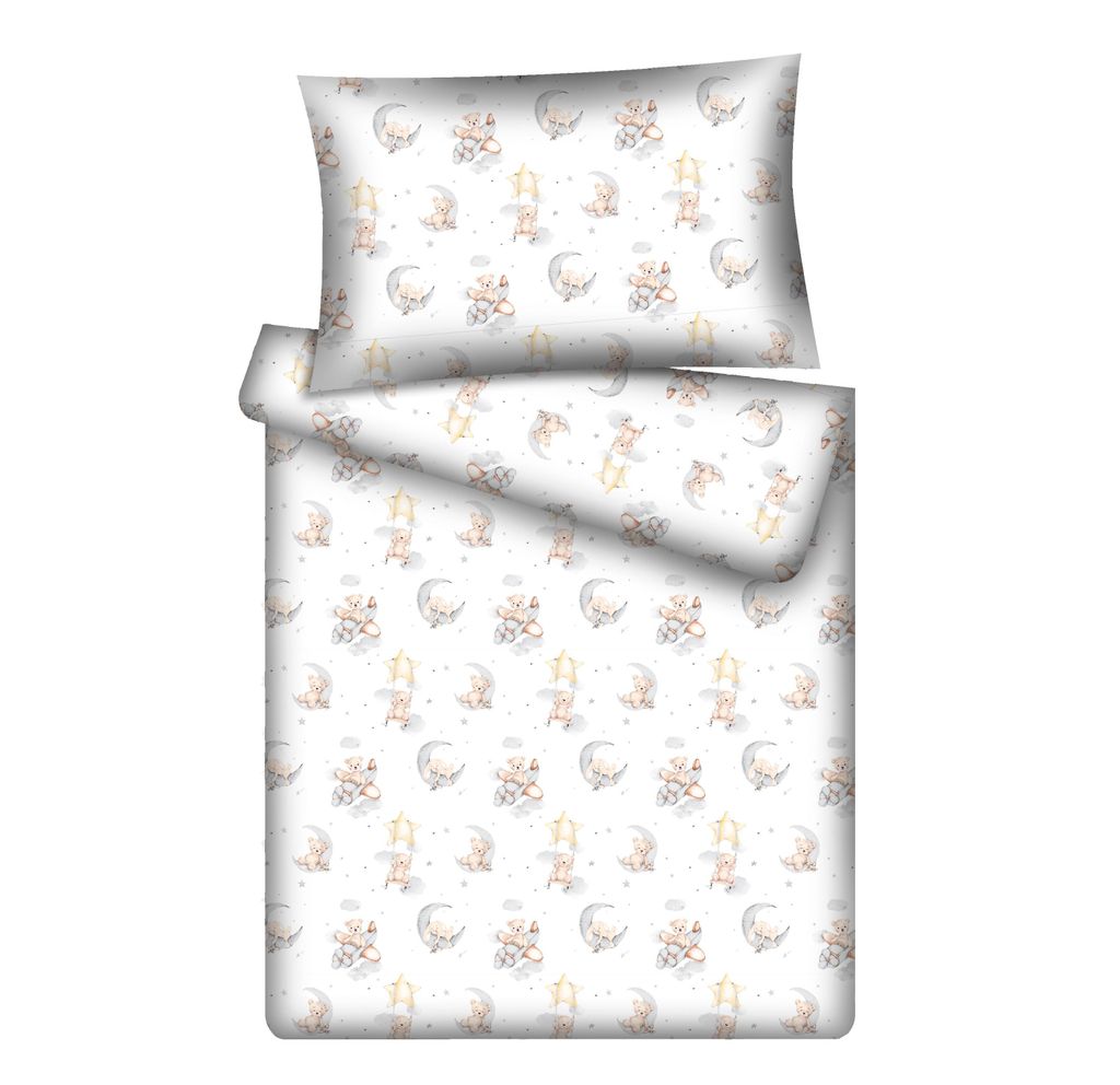 KiGATEX Kinderbettwäsche 100x135 "Teddy Vario" – 2-teilig mit Reißverschluss – 100?% Baumwolle – Decke + Kissen – weich & atmungsaktiv ...